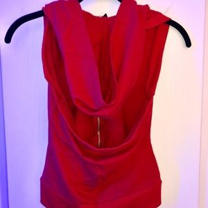 Red Zipper Hoodie w/ Back Cut Out